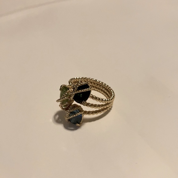 Macy’s Emerald, Sapphire, and Aquamarine gemstone ring, Size 7 - Picture 2 of 3